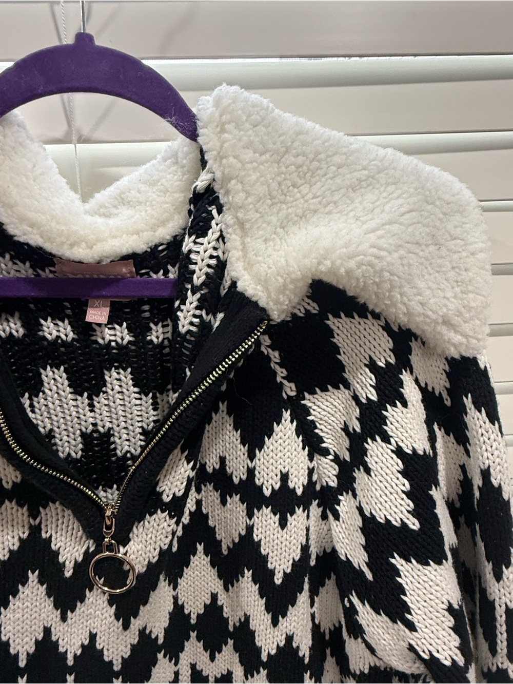 Show Me Your MuMu Kids Black & White Houndstooth Sherpa-Trim Jacket